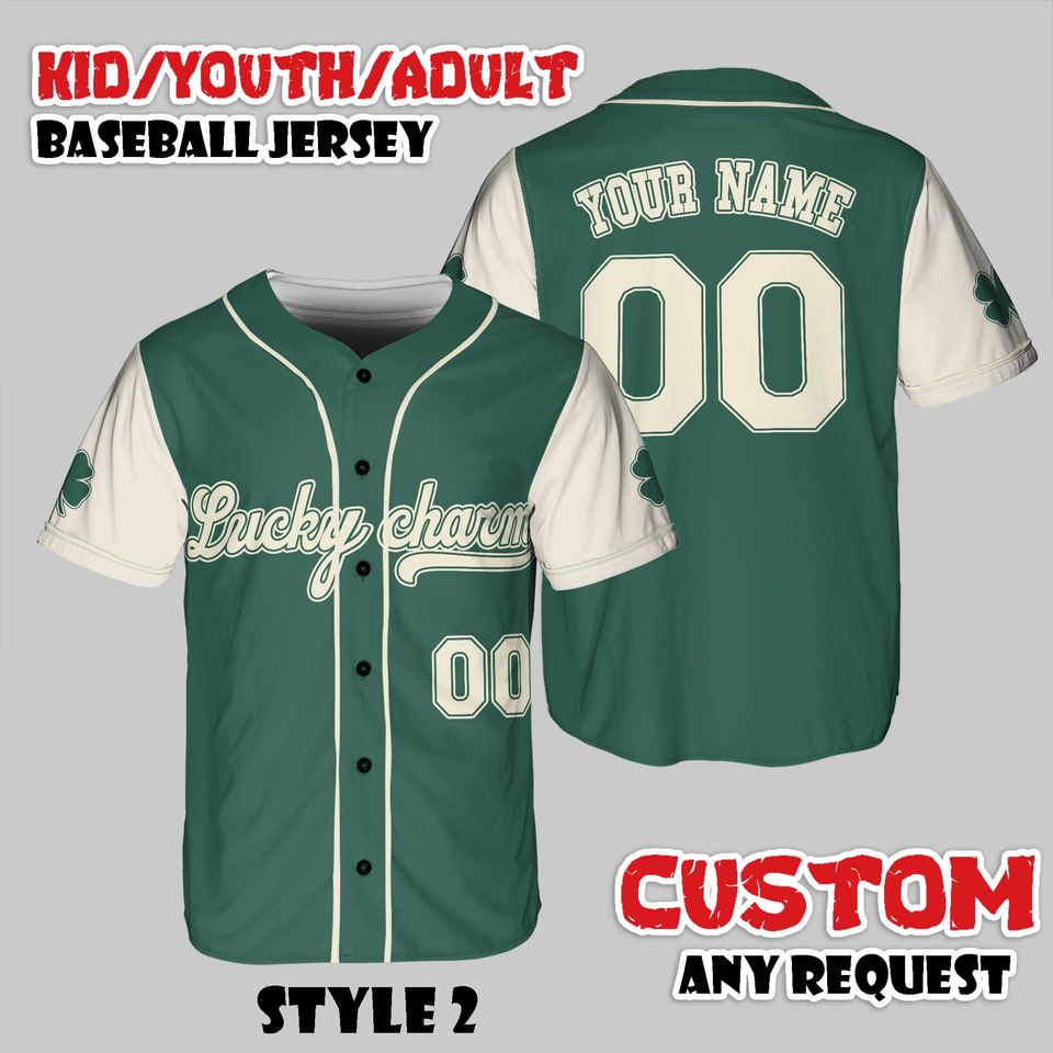 Personalized St Patrick's Day Baseball Jersey, Lucky Charms Shirt