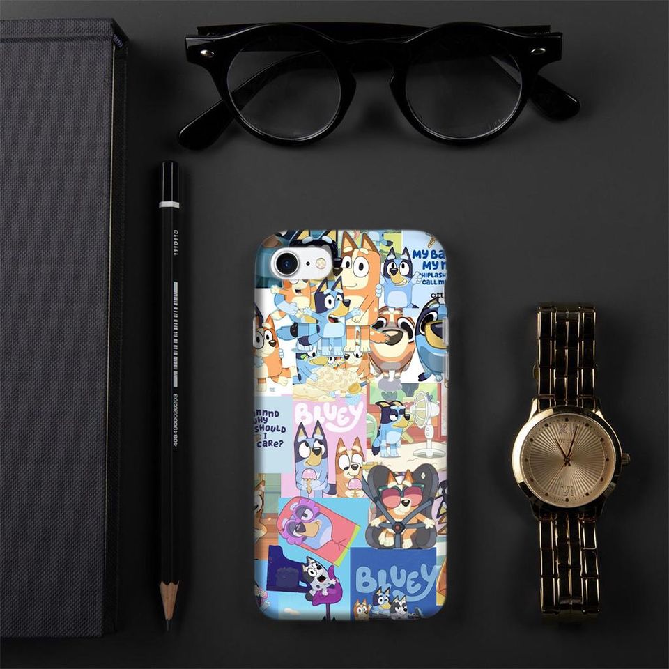 BlueyDad Cartoon iPhone Case, Colorful Abstract Art Cover, Kids Protective Phone Case