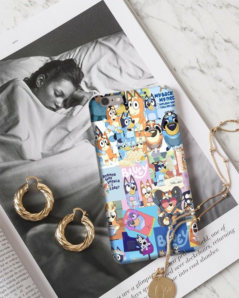 BlueyDad Cartoon iPhone Case, Colorful Abstract Art Cover, Kids Protective Phone Case