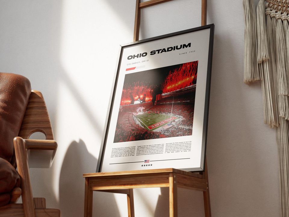 Ohio Stadium Poster Ohio State Buckeyes College Football Wall Art