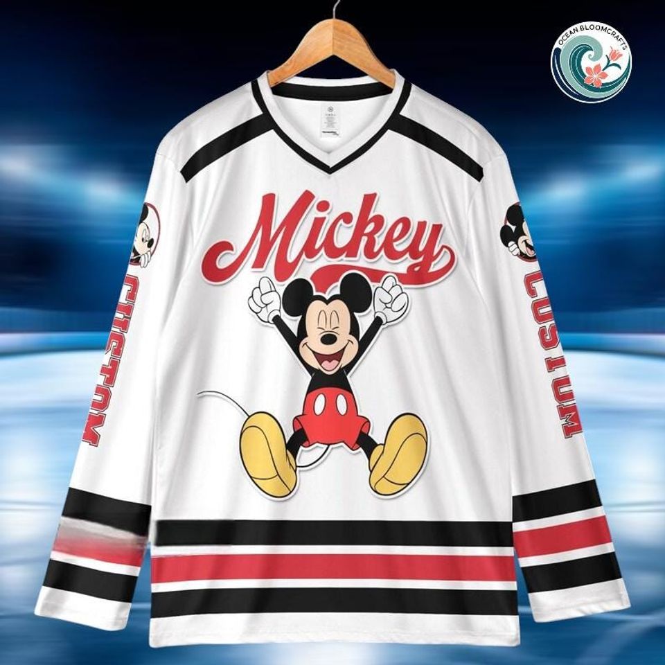 Custom Mickey Mouse Hockey Jersey - Disneyland Family Trip Gift