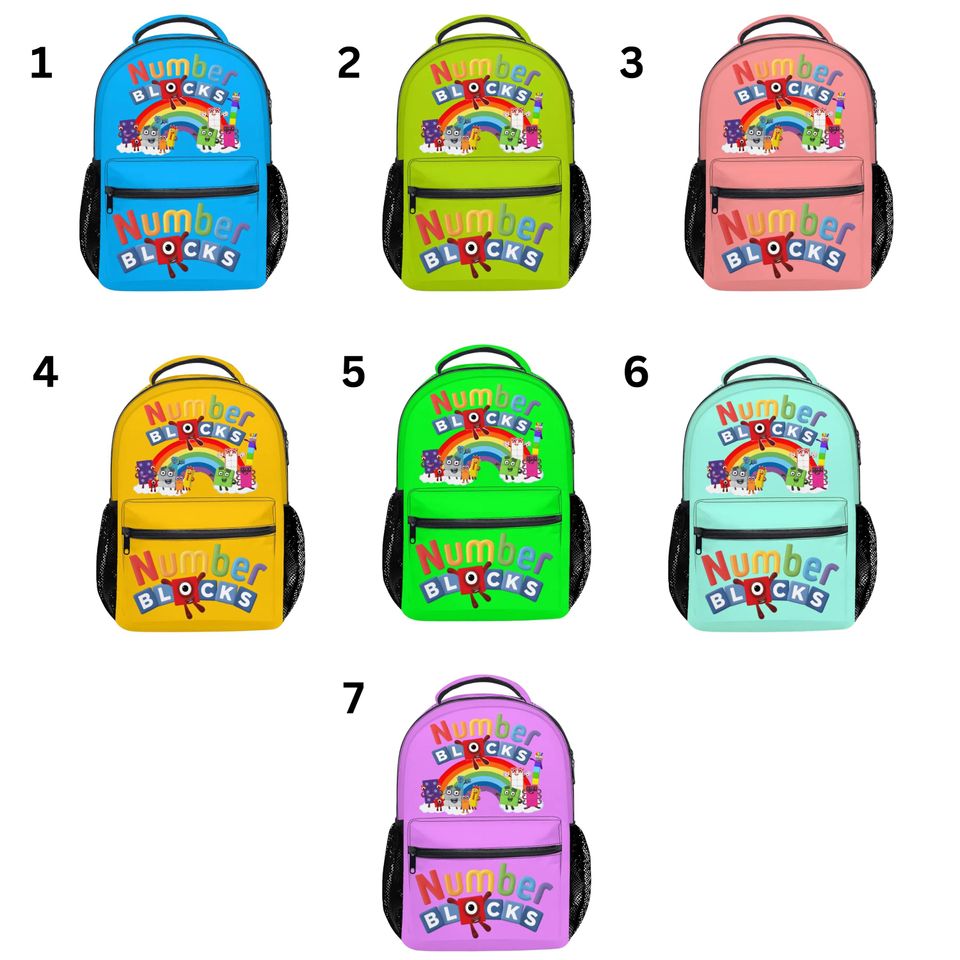 Number Blocks Backpack All-Over Print | Kids Student School Bag | Cartoon Numberblocks Bookbag | Oxford Fabric Durable Backpack