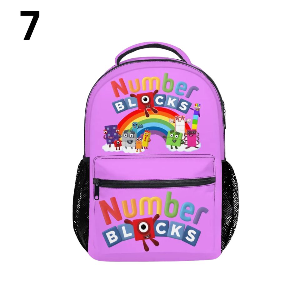 Number Blocks Backpack All-Over Print | Kids Student School Bag | Cartoon Numberblocks Bookbag | Oxford Fabric Durable Backpack