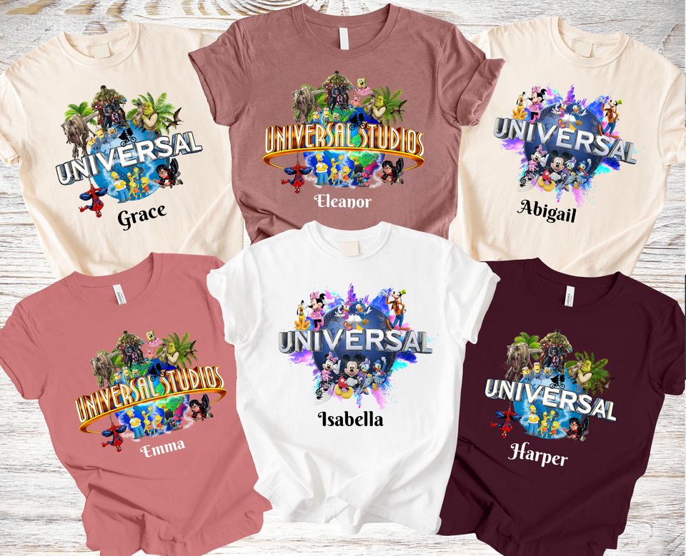 Custom Universal Studios Shirt, Personalized Name Family Vacation Matching Family Trip Tee Crew