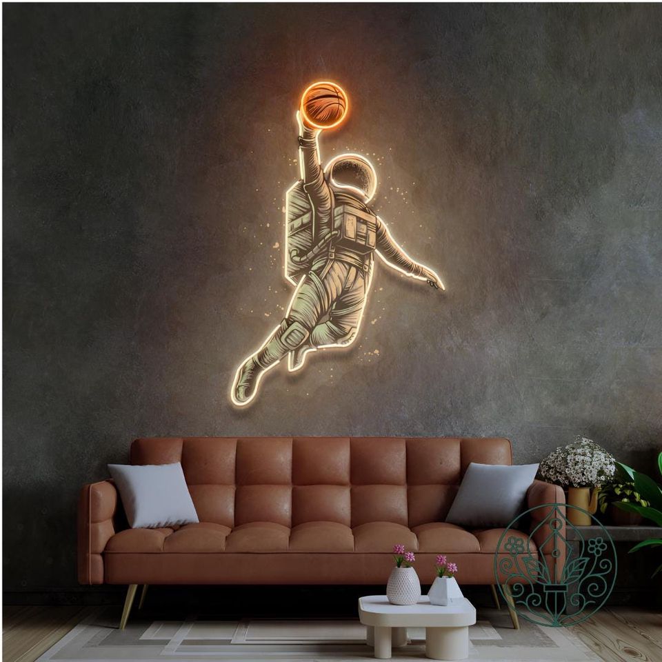 Basketball Shot Astronaut LED Neon Acrylic Artwork