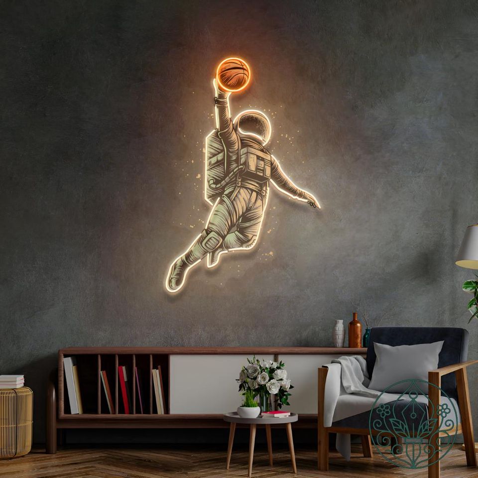 Basketball Shot Astronaut LED Neon Acrylic Artwork