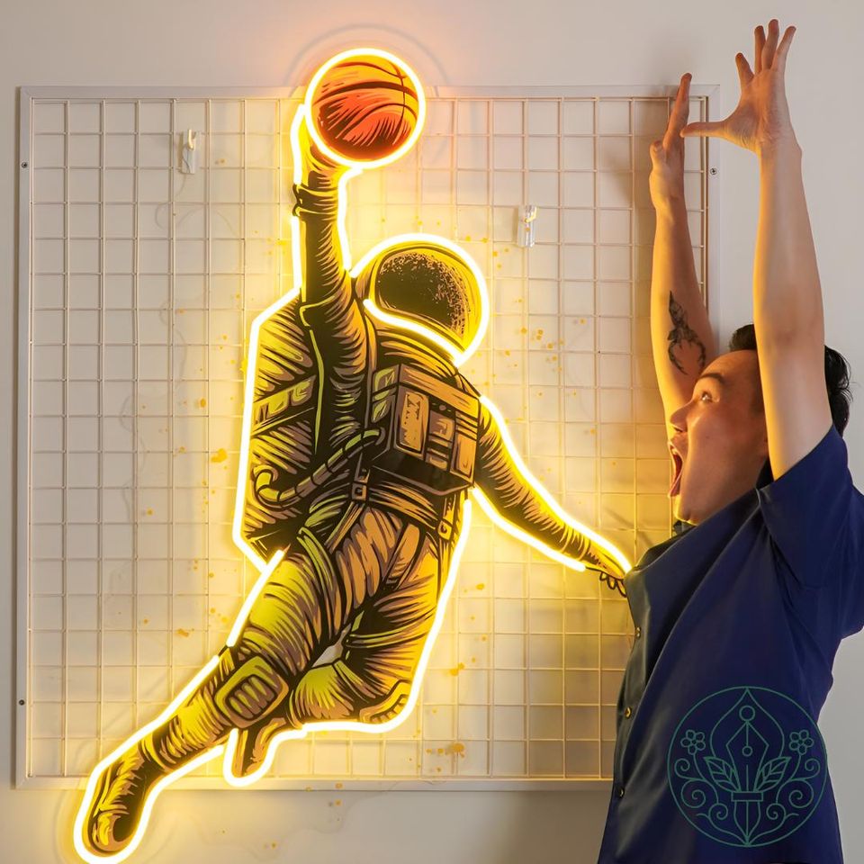 Basketball Shot Astronaut LED Neon Acrylic Artwork