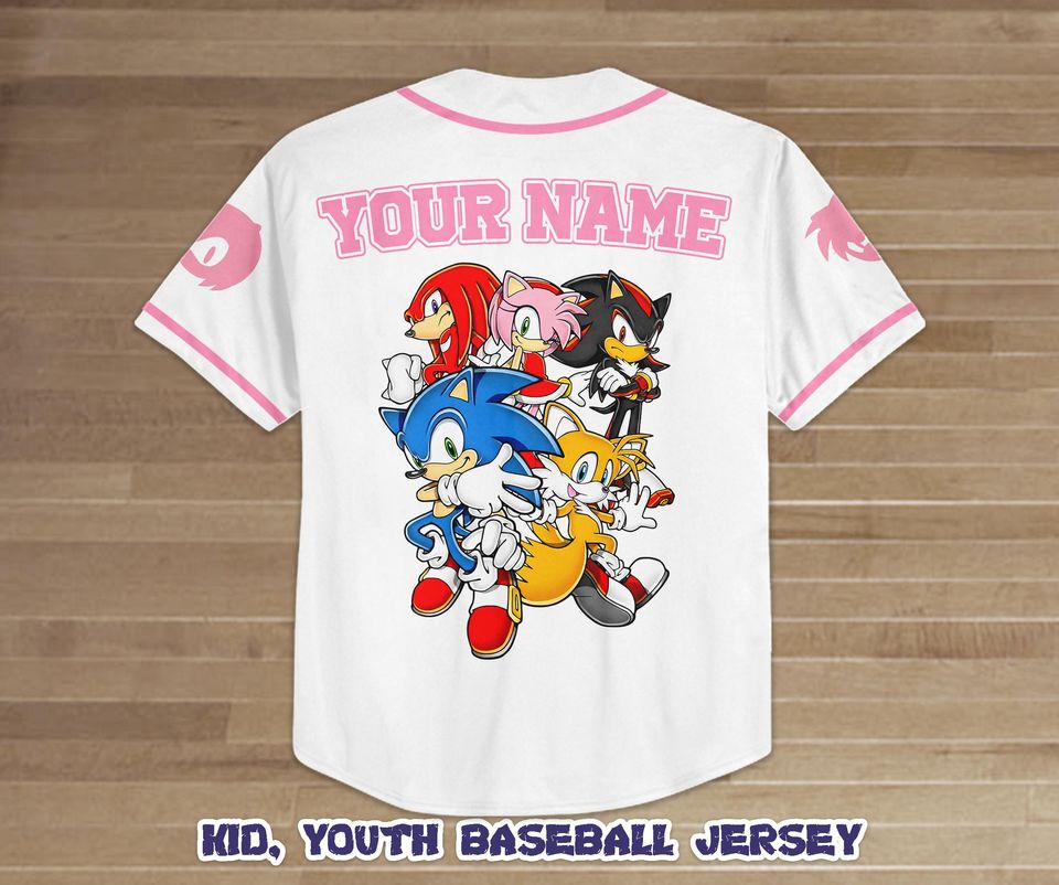 Custom Sonic The Hedgehog Amy Rose Baseball Jersey, Sonic Birthday gift for Kids