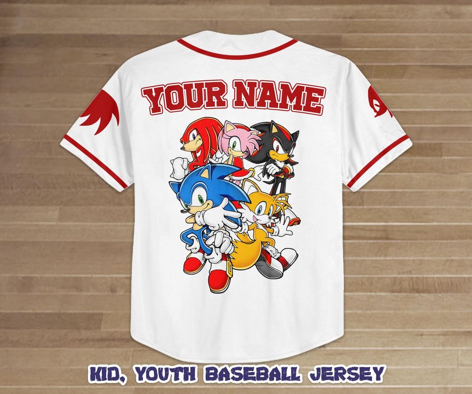 Personalize Knuckles Baseball Jersey, Sonic the Hedgehog Baseball Team Outfit