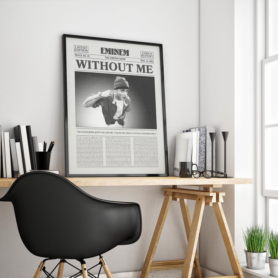 Eminem Retro Newspaper Print, Without Me Poster, Without Me Print, Eminem Poster