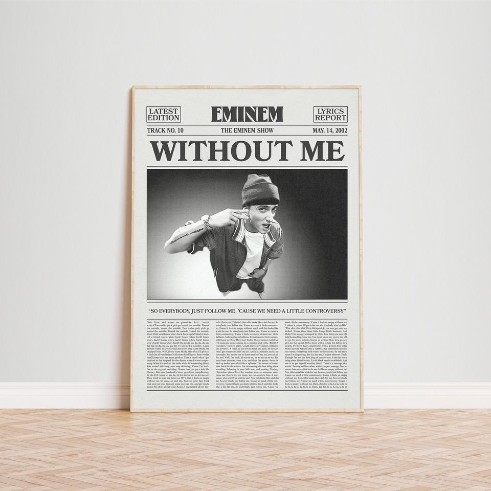 Eminem Retro Newspaper Print, Without Me Poster, Without Me Print, Eminem Poster
