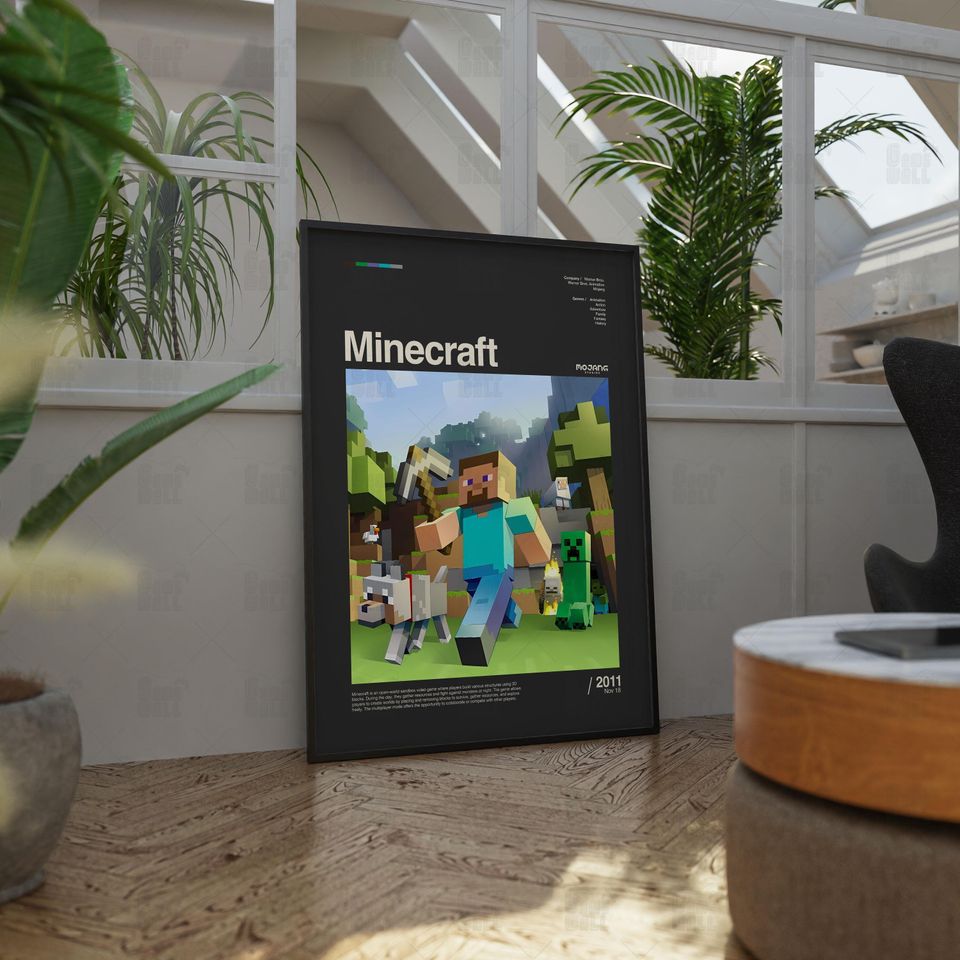 Minecraft Poster, Gaming Room Poster, Gaming Wall Poster, Gaming Print Poster, Game Gift, Video Games Poster, Gaming Wall Art, Custom Game