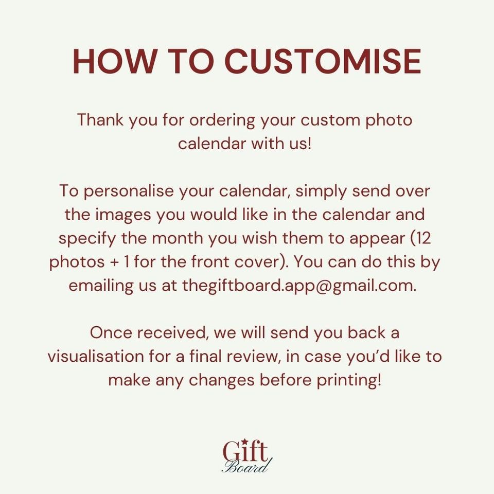 Custom Calendar 2026
