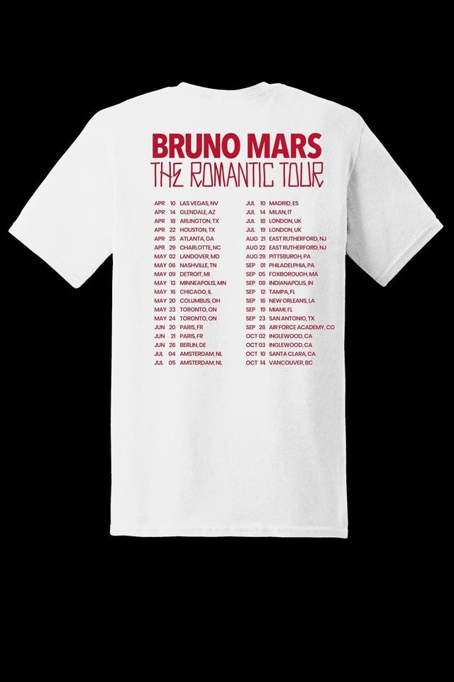 Bruno Mars The Romantic Tour 2026 Fan Tee