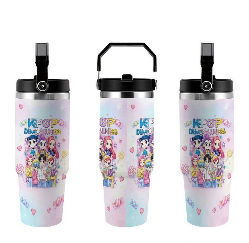 Kpop Demon Hunters Huntrix 30oz Tumbler, Full Cast Insulated Cup - Gift for Kpop fans