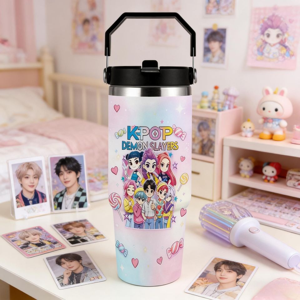 Kpop Demon Hunters Huntrix 30oz Tumbler, Full Cast Insulated Cup - Gift for Kpop fans