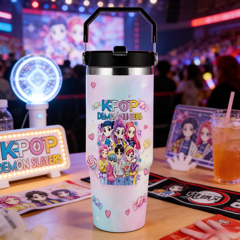 Kpop Demon Hunters Huntrix 30oz Tumbler, Full Cast Insulated Cup - Gift for Kpop fans