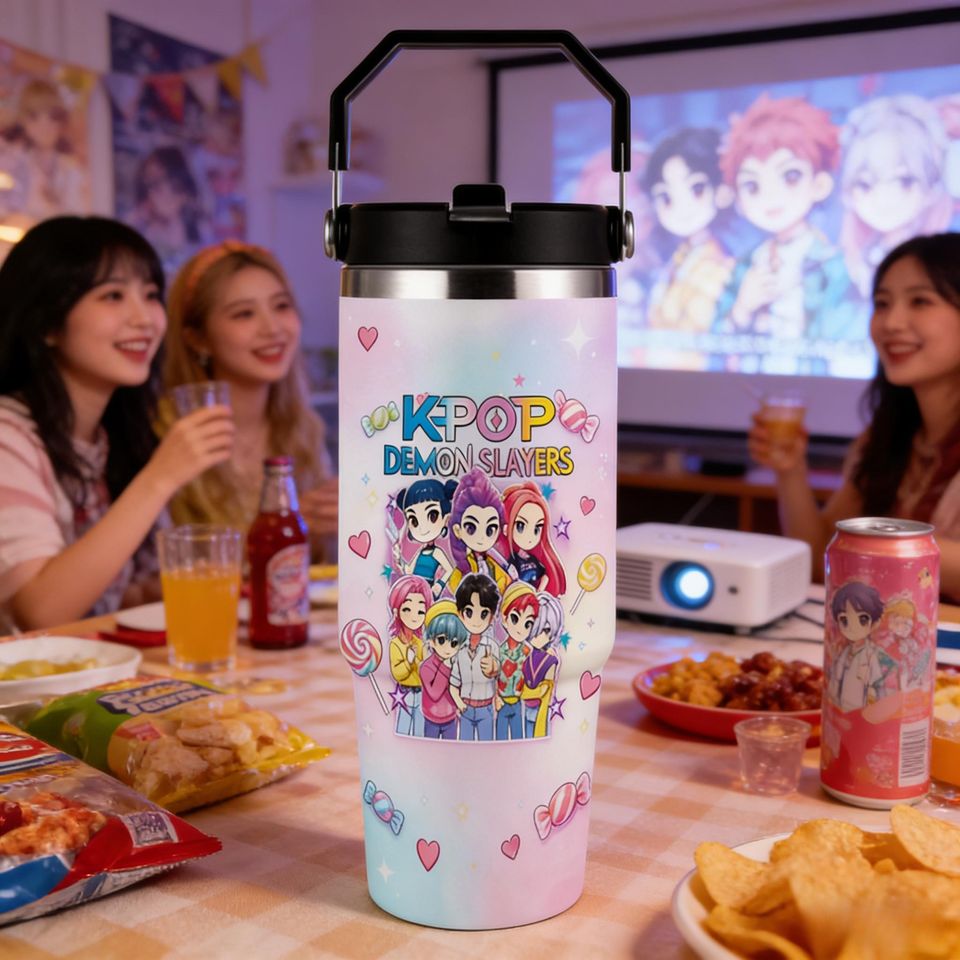 Kpop Demon Hunters Huntrix 30oz Tumbler, Full Cast Insulated Cup - Gift for Kpop fans