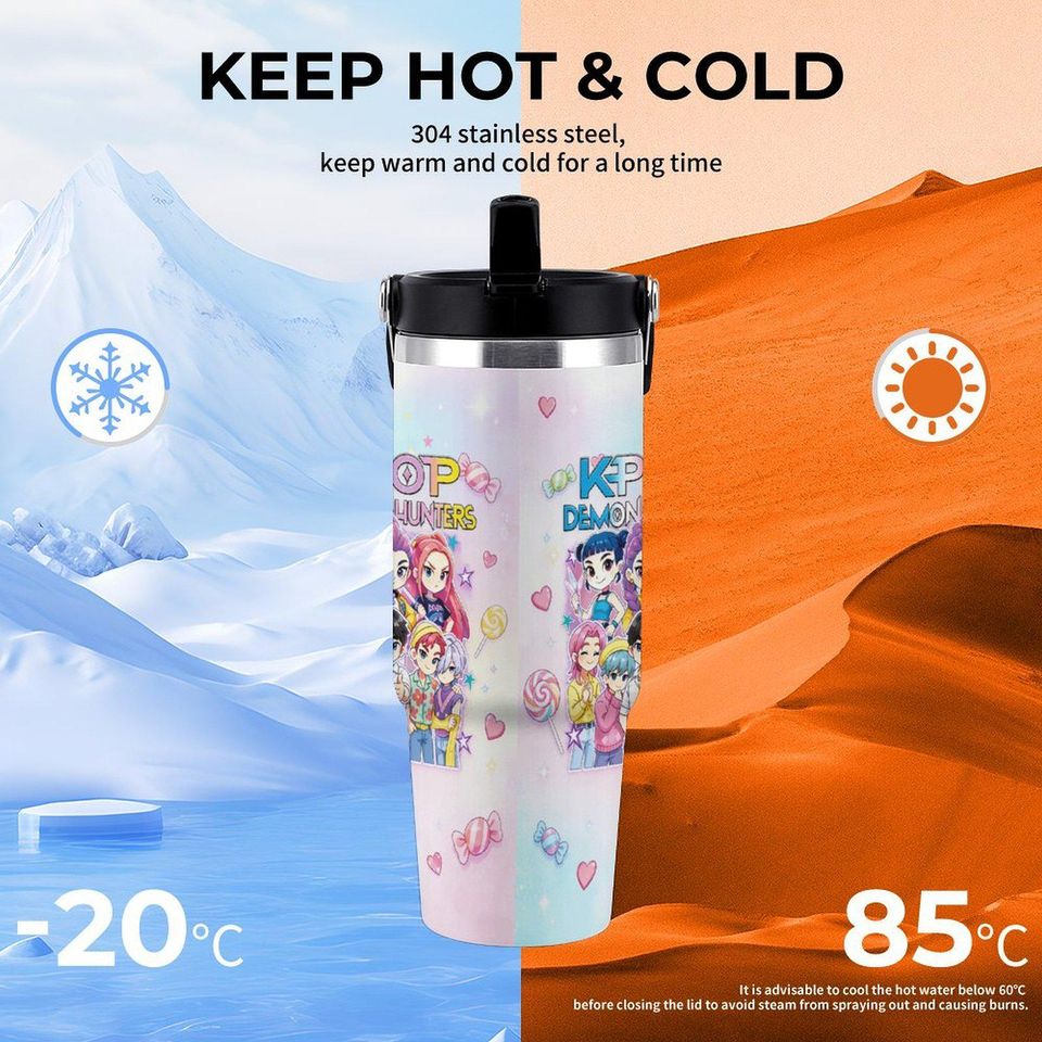 Kpop Demon Hunters Huntrix 30oz Tumbler, Full Cast Insulated Cup - Gift for Kpop fans