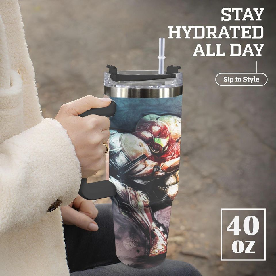 Metroid 40 oz Tumbler: Personalized Stanley-Inspired Stainless Steel Cup