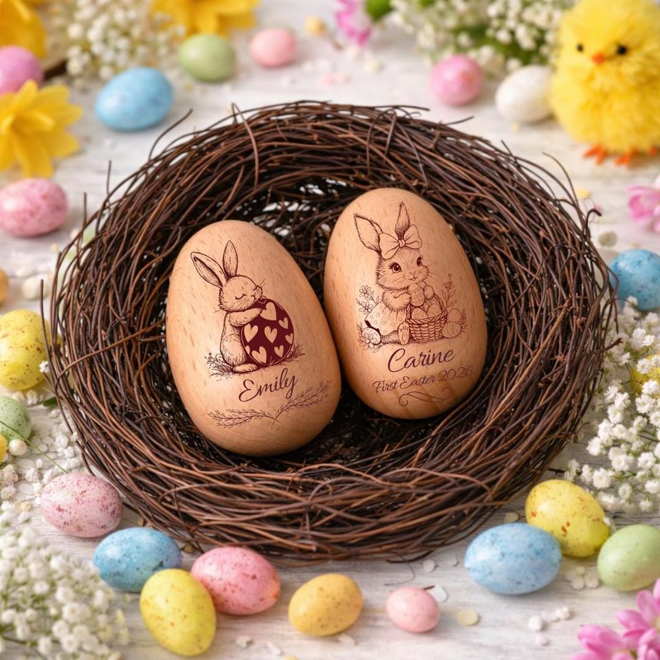 PERSONALIZED Musical Wooden Easter Egg Shakers Wooden Easter Egg Shakers, Custom Wooden Easter Egg with Name, Babys First Easter Gift