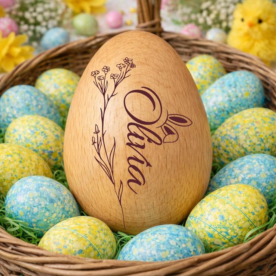 PERSONALIZED Musical Wooden Easter Egg Shakers Wooden Easter Egg Shakers, Custom Wooden Easter Egg with Name, Babys First Easter Gift