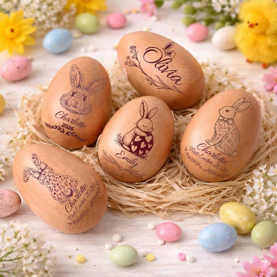 PERSONALIZED Musical Wooden Easter Egg Shakers Wooden Easter Egg Shakers, Custom Wooden Easter Egg with Name, Babys First Easter Gift