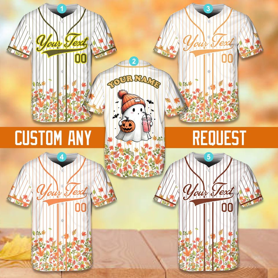 Custom Name Autumn Baseball Jersey Personalized Fall Season Jersey Ghost