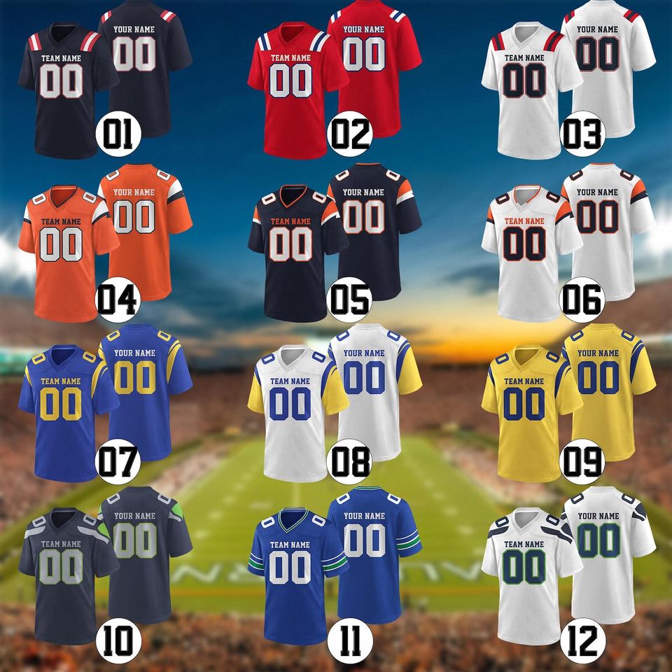 Custom Football Jersey - Personalized V-Neck Fan Wear