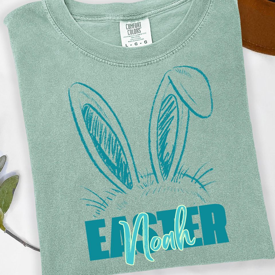 Matching Easter Bunny Shirts, Personalized Family Easter Outfit, Custom Name Rabbit Tee for Mom Kids Toddler Baby