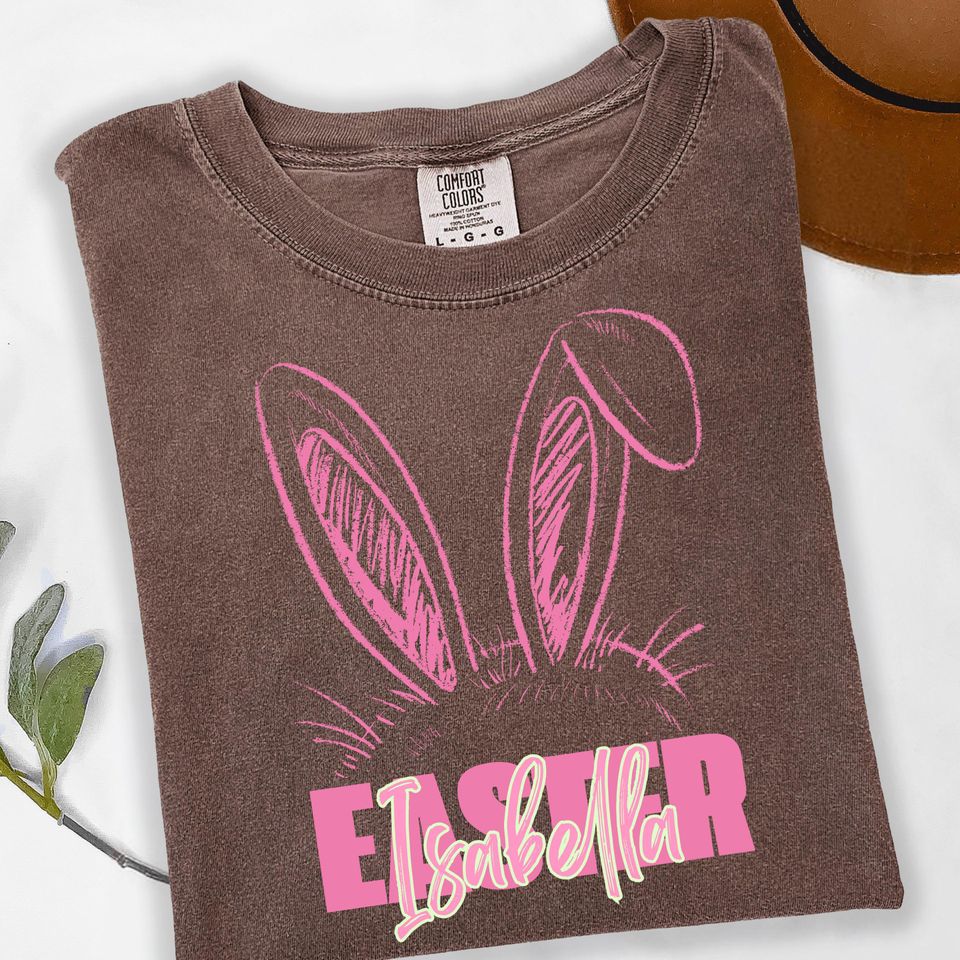 Matching Easter Bunny Shirts, Personalized Family Easter Outfit, Custom Name Rabbit Tee for Mom Kids Toddler Baby