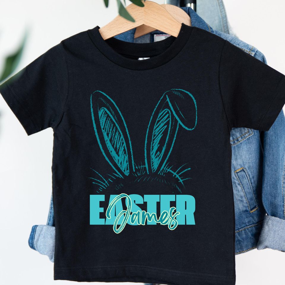 Matching Easter Bunny Shirts, Personalized Family Easter Outfit, Custom Name Rabbit Tee for Mom Kids Toddler Baby