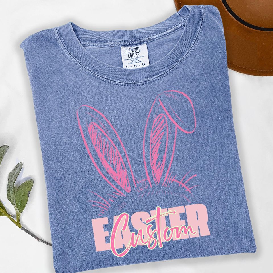 Matching Easter Bunny Shirts, Personalized Family Easter Outfit, Custom Name Rabbit Tee for Mom Kids Toddler Baby