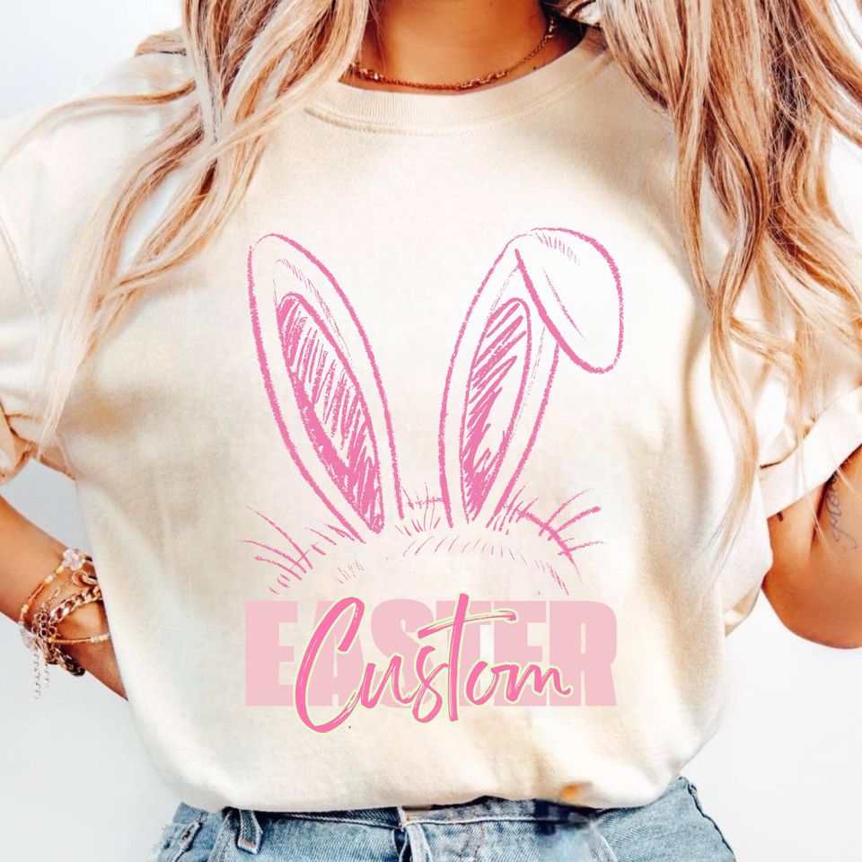 Matching Easter Bunny Shirts, Personalized Family Easter Outfit, Custom Name Rabbit Tee for Mom Kids Toddler Baby