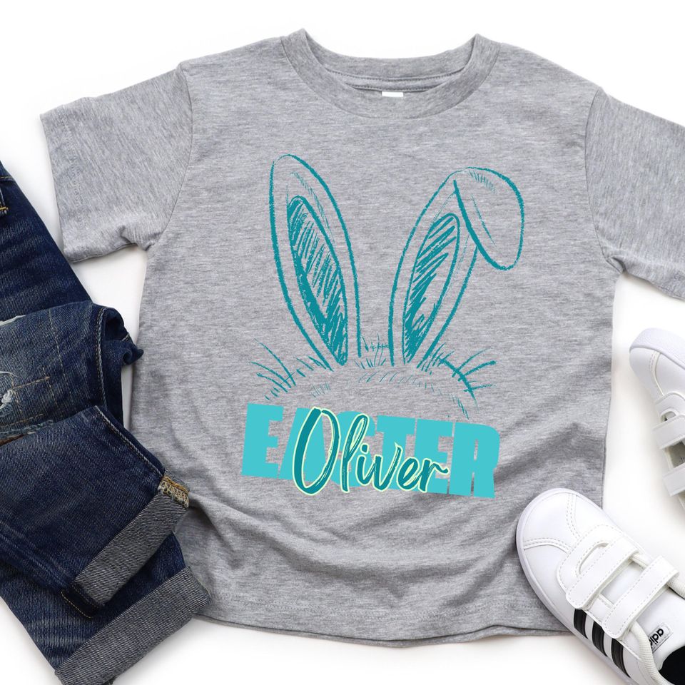 Matching Easter Bunny Shirts, Personalized Family Easter Outfit, Custom Name Rabbit Tee for Mom Kids Toddler Baby