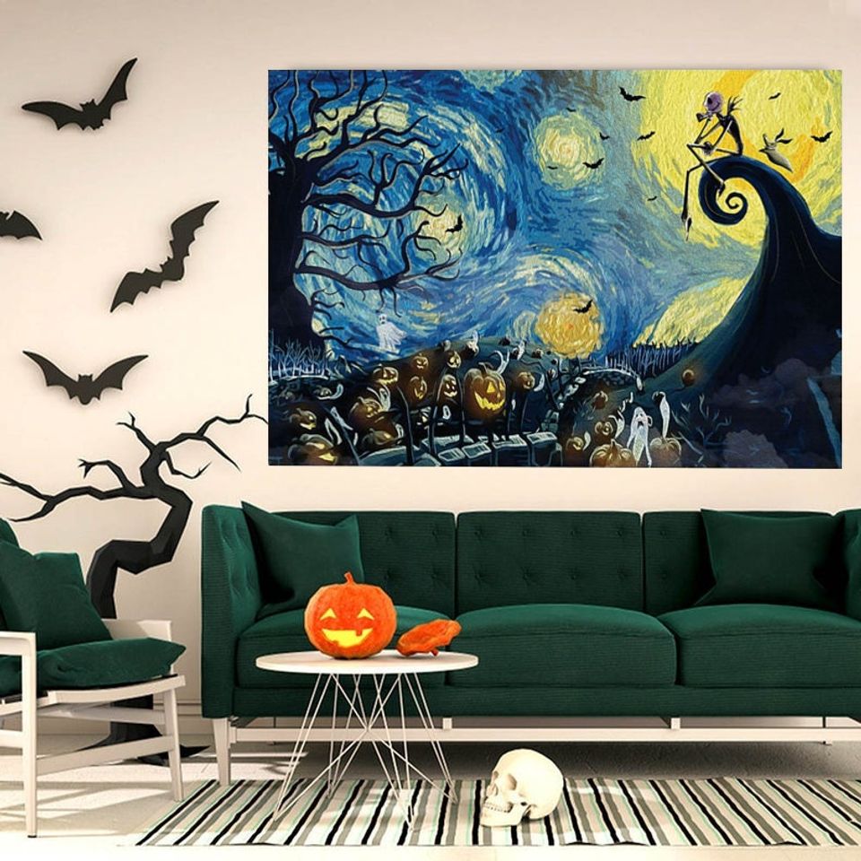 Jack Skellington Halloween Starry Night Poster