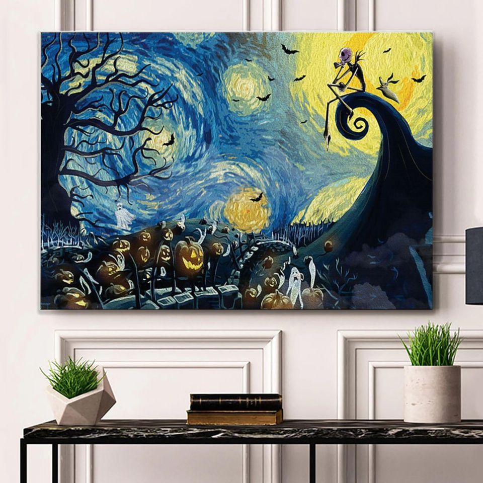 Jack Skellington Halloween Starry Night Poster