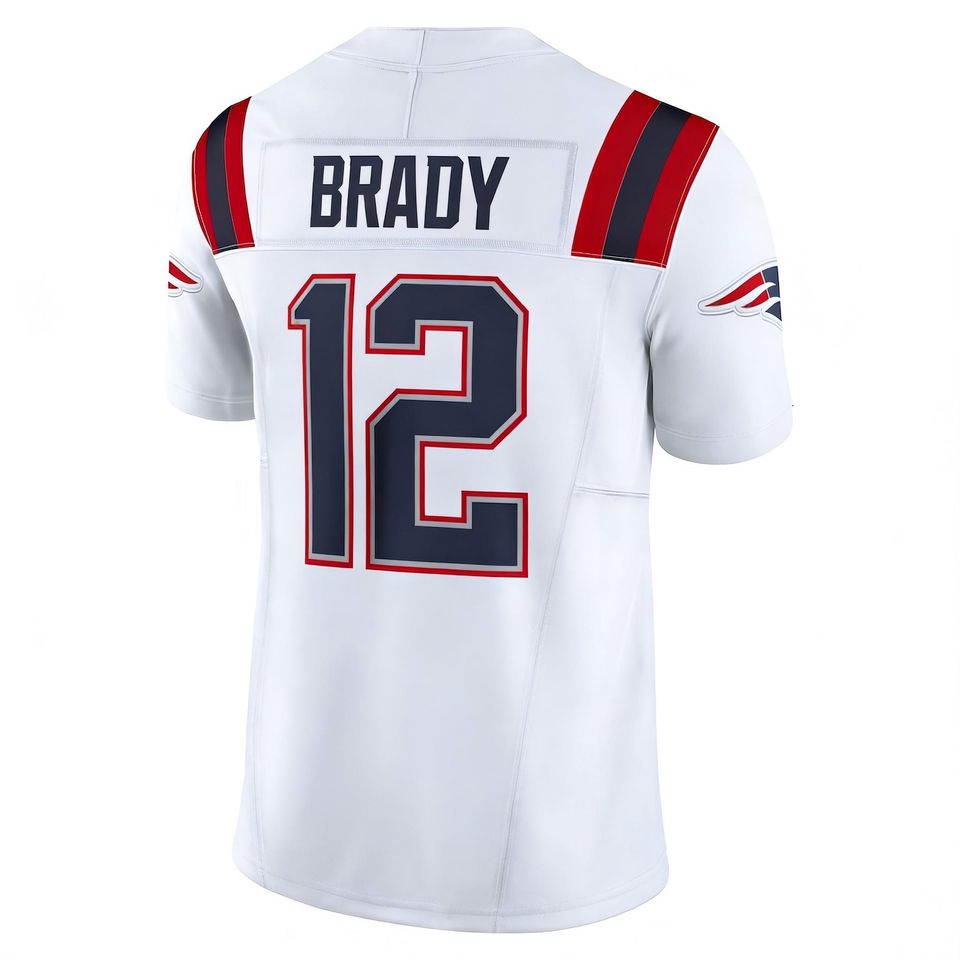 Men's Tom Brady New England Football Jersey White Game Limited Shirt
