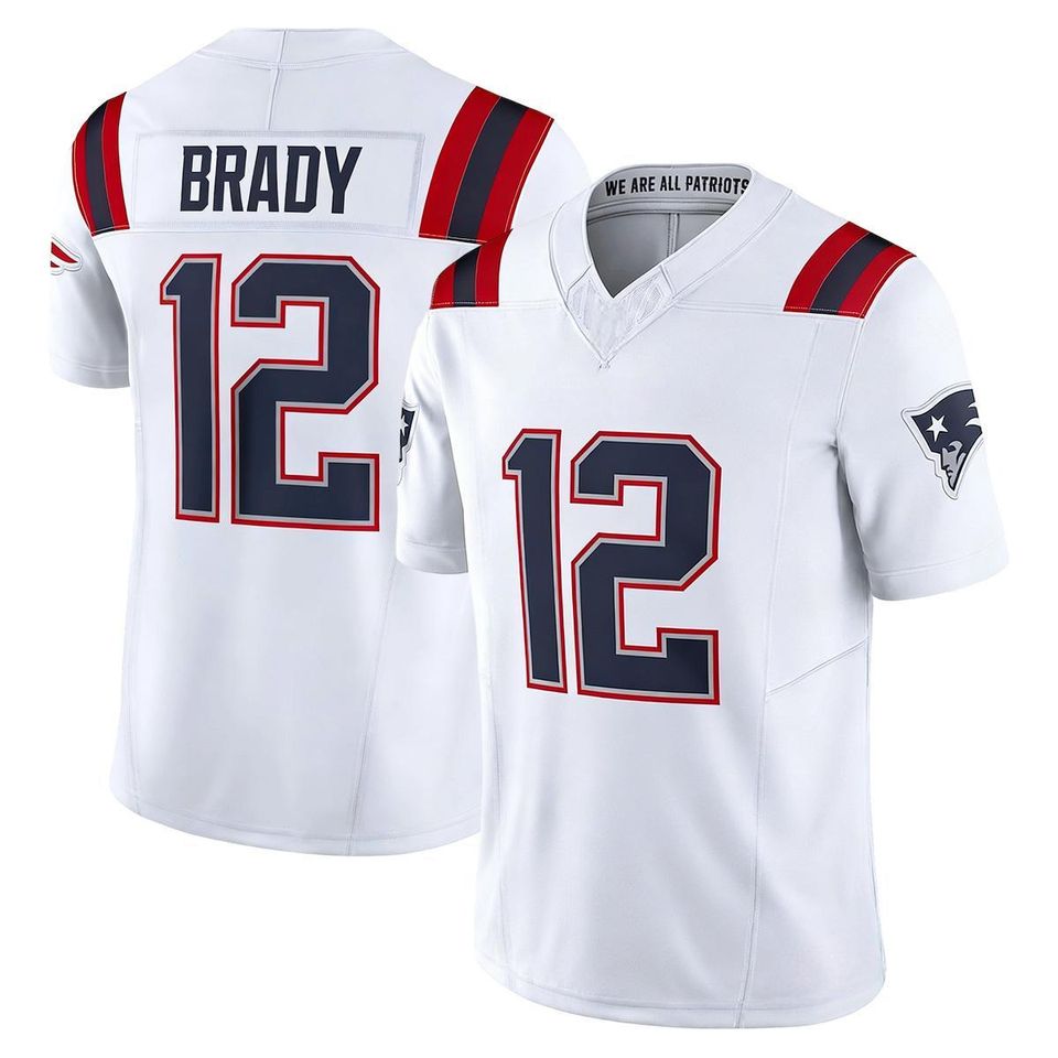 Men's Tom Brady New England Football Jersey White Game Limited Shirt