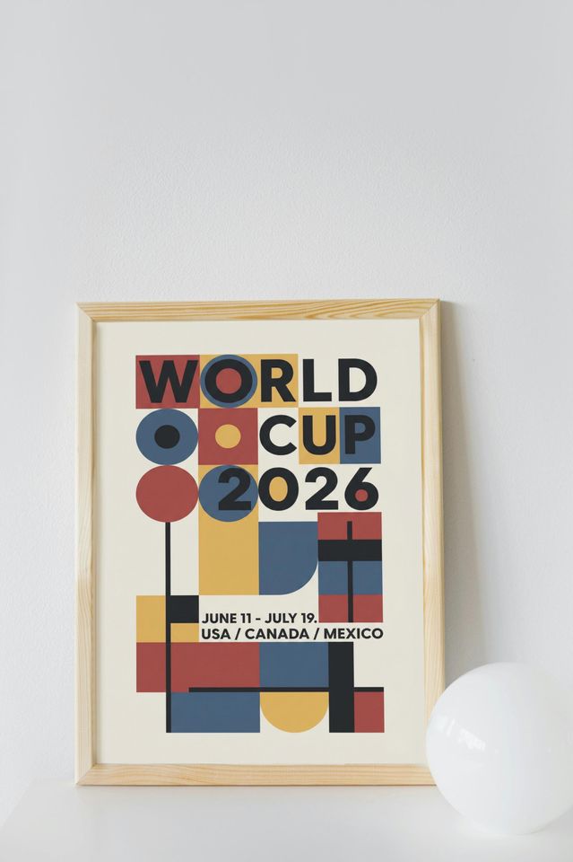 World Cup 2026 Poster, Bauhaus Modern Soccer Print