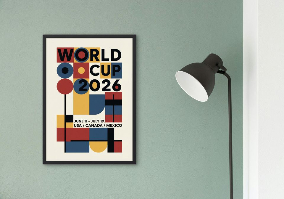 World Cup 2026 Poster, Bauhaus Modern Soccer Print