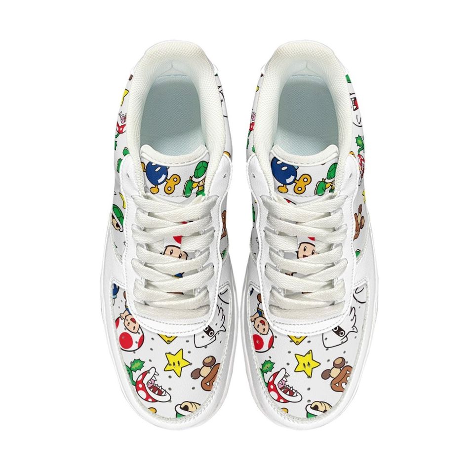Super Mario Leather Low Top Sneakers for Kids, Men, Women