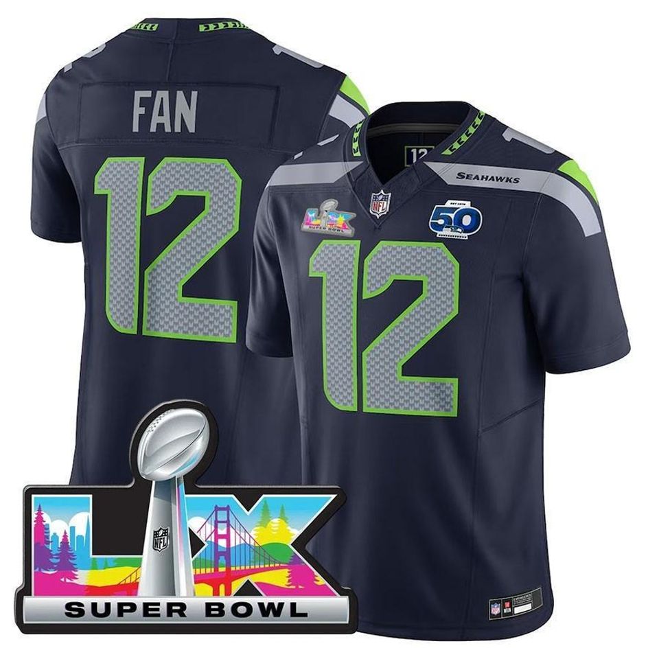 Personalized Seahawks  Jersey, Custom Name & Number, Sports Super Bowl LX Patch  Gift