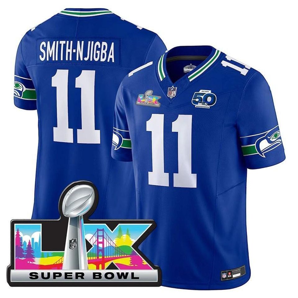 Personalized Seahawks  Jersey, Custom Name & Number, Sports Super Bowl LX Patch  Gift
