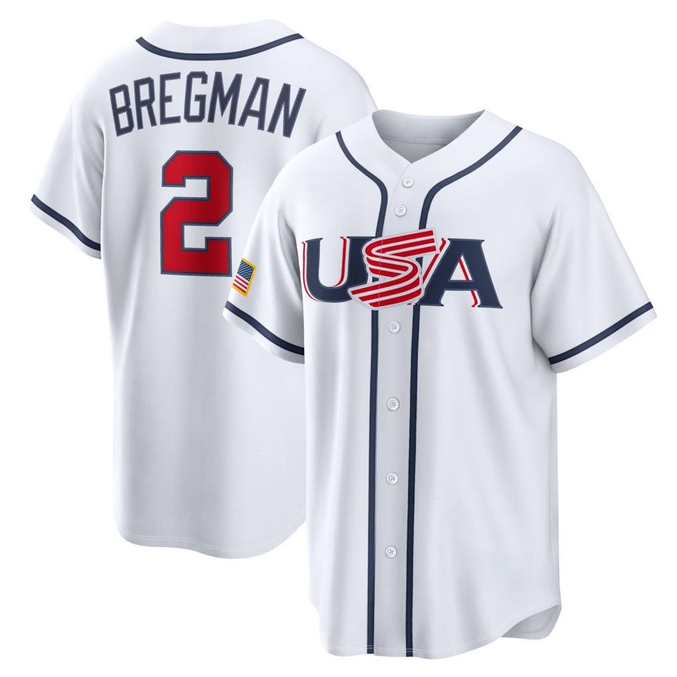 USA Baseball Jersey #2 Alex Bregman,Men's/Youth White 2026 World Baseball Classic