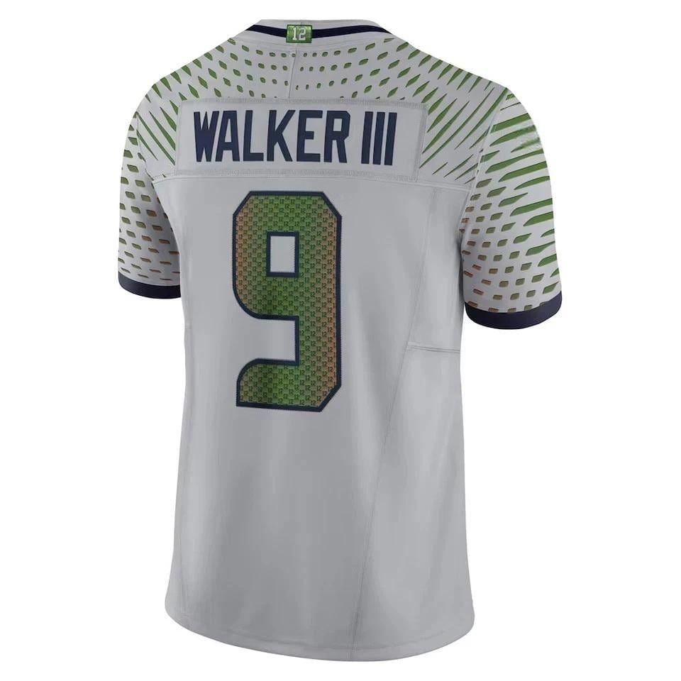 Men's Seattle Jersey #9 Kenneth Walker III Wolf Gray Game Limited Football Shirt