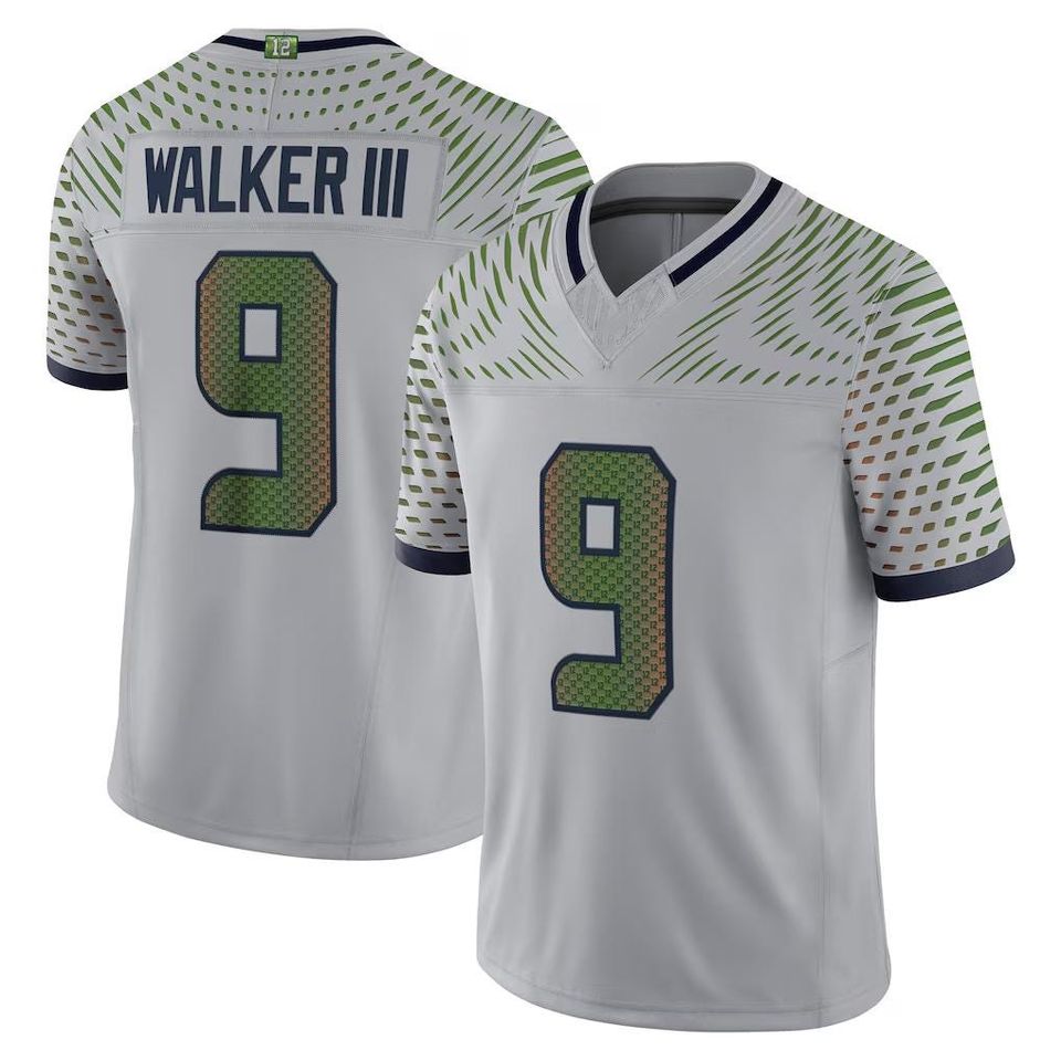 Men's Seattle Jersey #9 Kenneth Walker III Wolf Gray Game Limited Football Shirt
