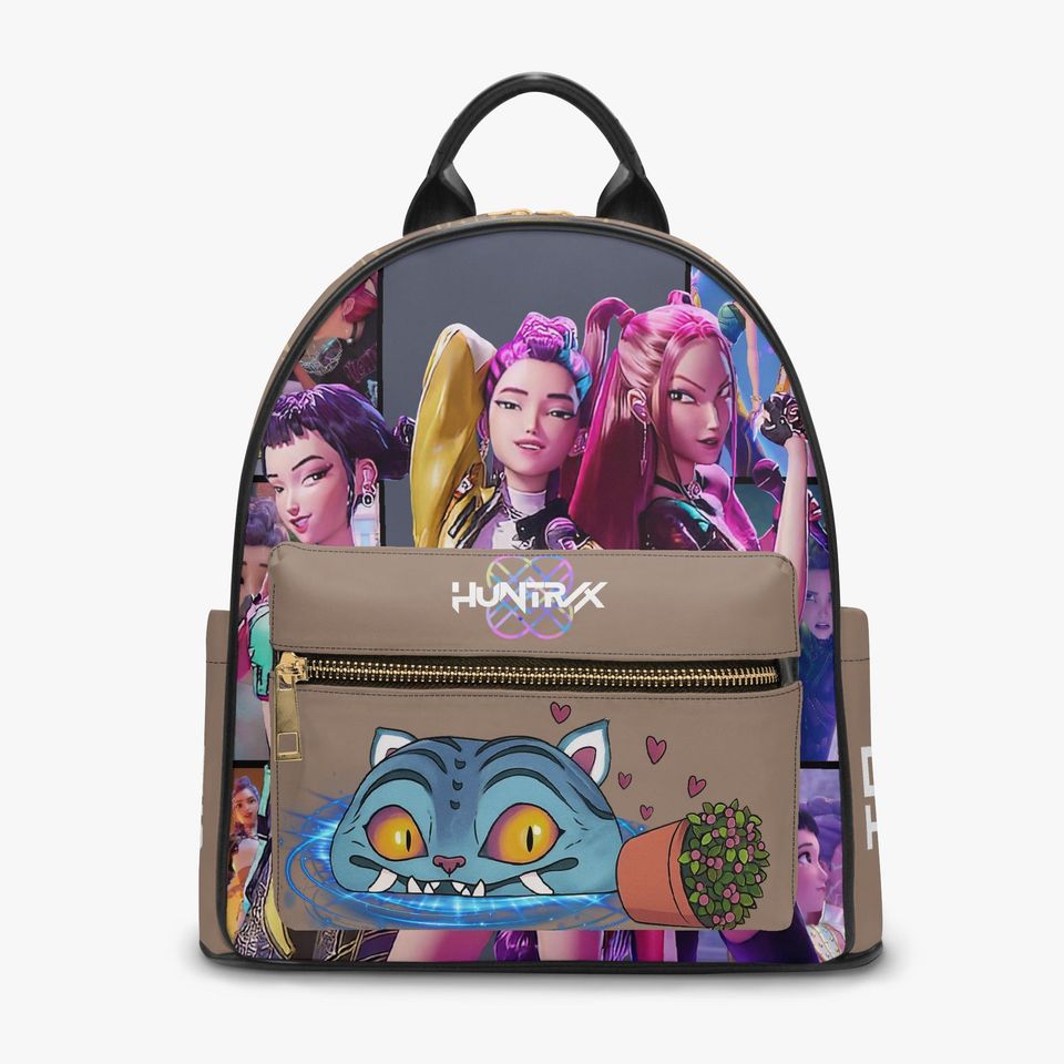 Kpop Anime Mini Backpack  Girl Group Fantasy PU Leather School Bag  Tan Purse