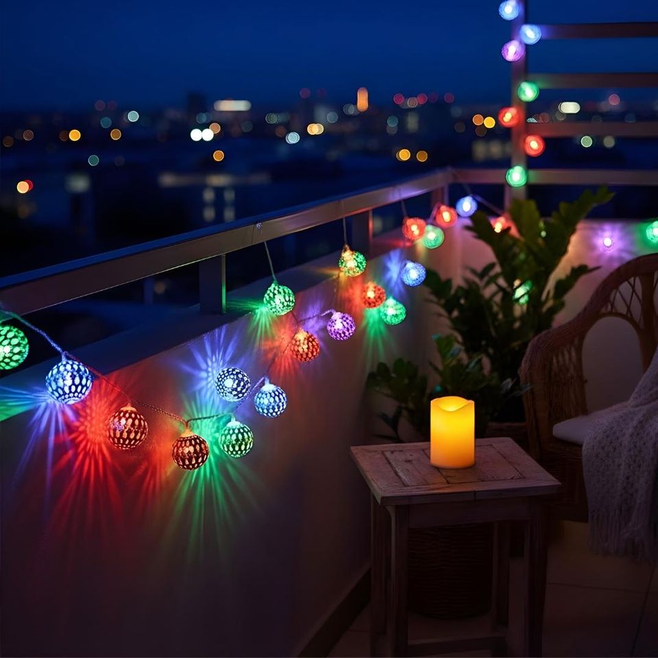 Moroccan Gold Globe LED String Lights | Battery Fairy Garland for Wedding, Home & Ramadan Decor