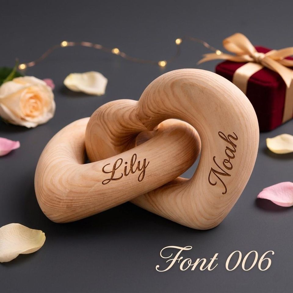 Personalized Interlocking Hearts Sculpture, Custom Wedding Gift for Couple, Engagement Keepsake, Romantic Boyfriend Girlfriend Present